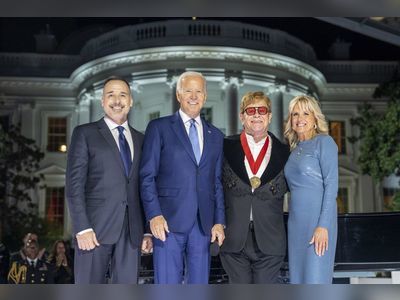 President Biden presented Sir Elton John with an award to acknowledge his philanthropy and artistic works. This is beautiful.